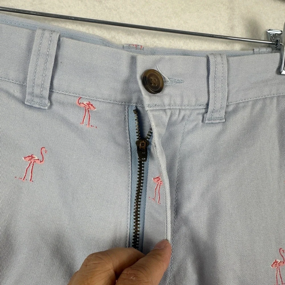 J. Crew Gramercy Shorts Mens 33W Blue‎ Flamingo Print Casual Cotton Summer